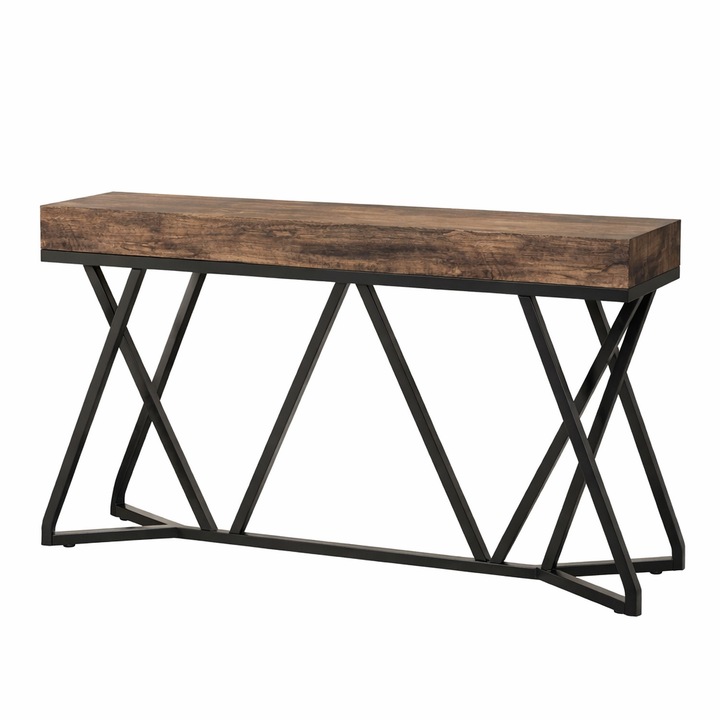 Masa Decor Living/ Hol, Blackswan Design Model X Line, lemn maro inchis, 140x30x90 cm