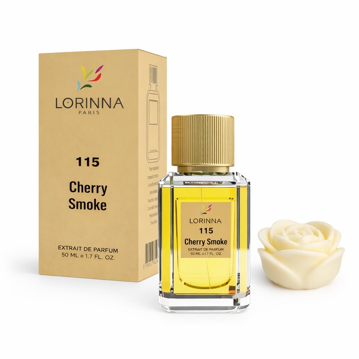 Set Extract de Parfum Lorinna Paris Parfum Cherry Smoke, Unisex, 50 ml si lumanare parfumata, ceara naturala
