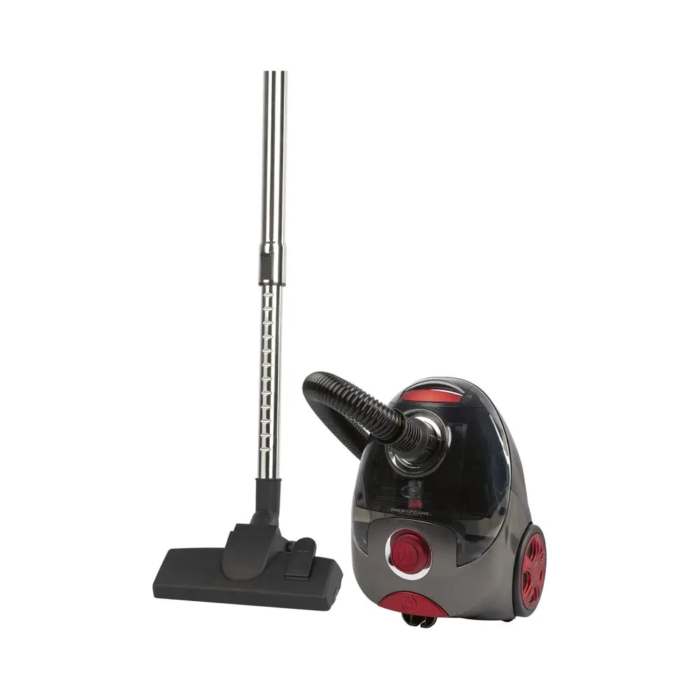 Aspirator cu sac, ProfiCare, 4.5 litri, filtru HEPA, tub telescopic inox, negru/roșu, 35x45x25cm, 700 W