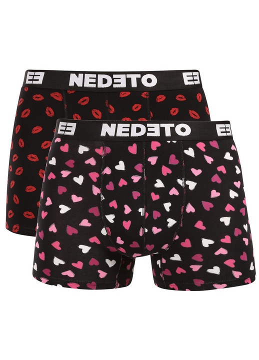 Set 2 boxeri barbati Nedeto, multicolori, negru si roz