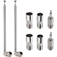 Set 2 antena radio FM, Cu 6 adaptoare scalabil antena omnidirectionala, Nu usor de indoit si durabil, Usor de instalat, Pentru exterior sau interior, OUYLAF, Argintiu
