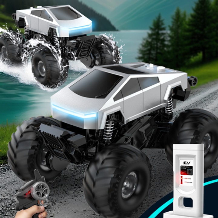 Masina cu telecomanda RC Cybertruck, Bedee, Baterii tip acumulator reincarcabile, caroserie din aliaj rezistent, performante puternice, telecomanda 2.4GHz, Rock Crawler Off-Road,25.5*18.5*15.5cm