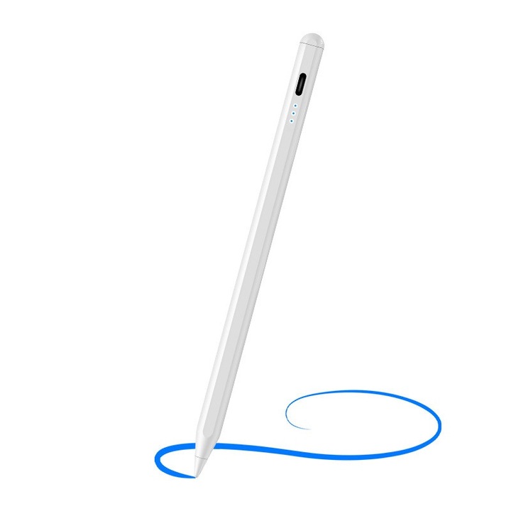 Stylus Pen, SuooTci, universal, alb, varf POM, incarcare rapida USB-C