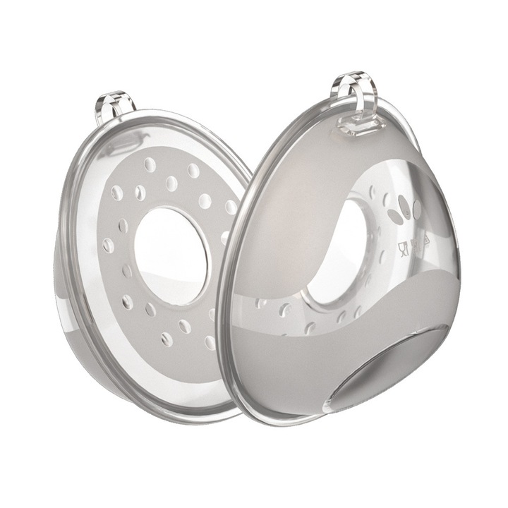 Set 2 Accesorii Colectare Alaptare, SuooTci, Protectie Mamelon, Silicon, Alb, 105x100x40mm