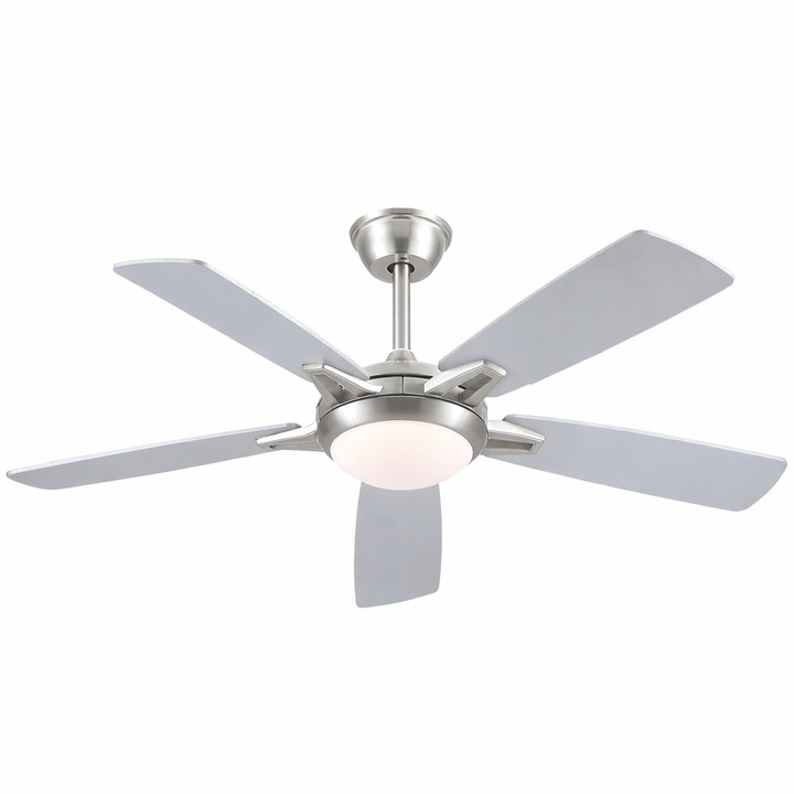 Ventilator de tavan, Surtime, cu iluminare și telecomandă, 132 cm, 5 palete, culoare gri