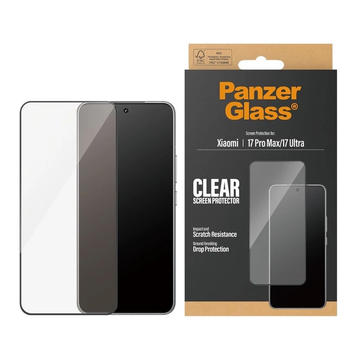 Protector de ecran PanzerGlass pentru Xiaomi 17 Pro Max, 17 Ultra, Transparent, UWF