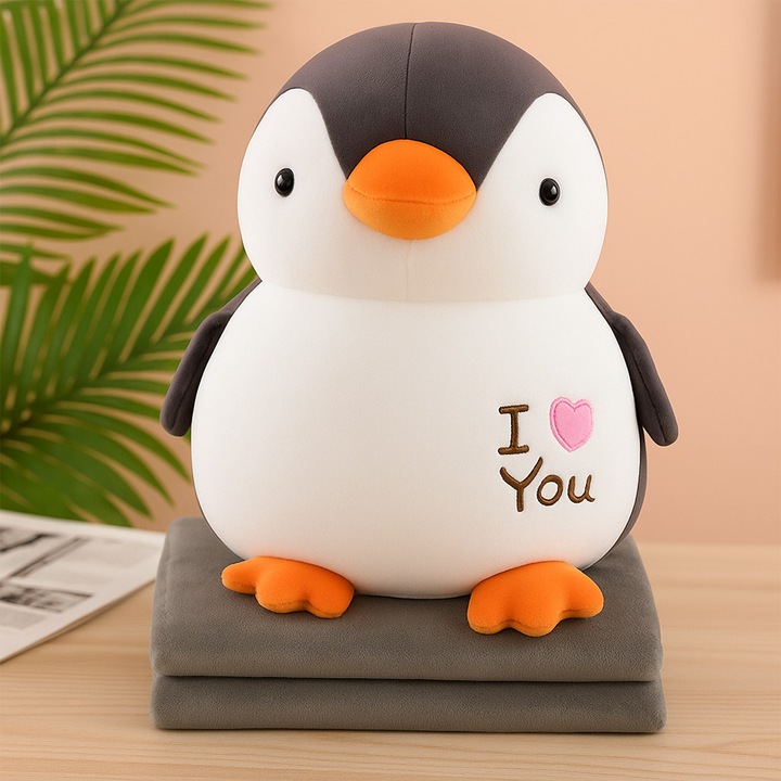 Plüss játék 40cm takaróval (160x105) EmonaMall W5690, Fehér/Sötétszürke