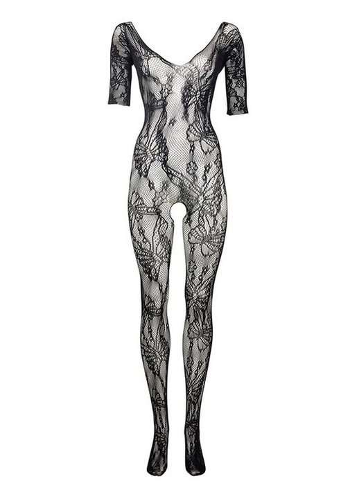 Bodystocking dantelat Le Desir, deschidere, negru, elastic, One Size INTL