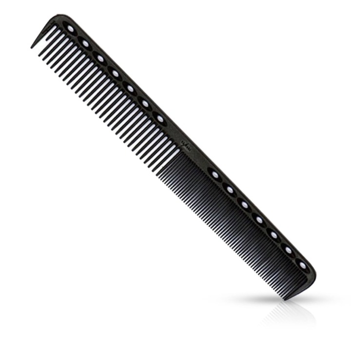 Pieptene KING BARBER pentru tuns, dinti dubli, negru, 20x5cm