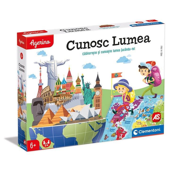 Joc de societate Agerino "Cunosc Lumea", educativ, 2 modalități de joc, pentru copii