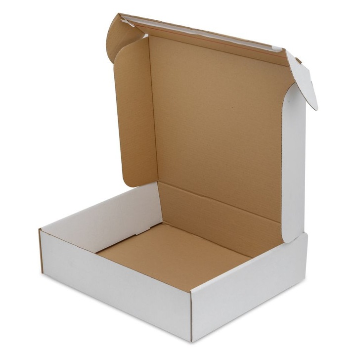 Cutie mare de expediere cu banda adeziva, Znak, Fefco 427, 485mm x 410mm x 120mm, Carton microondul 3 straturi, pentru imbracaminte voluminoasa, Alb