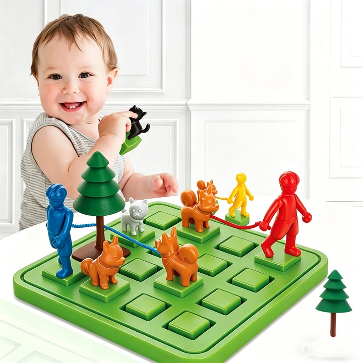 Joc de masa educativ BEEVME, Maestrul de Plimbare cu Caini, interactiune parent-copil, dezvoltare intelectuala, multicolor