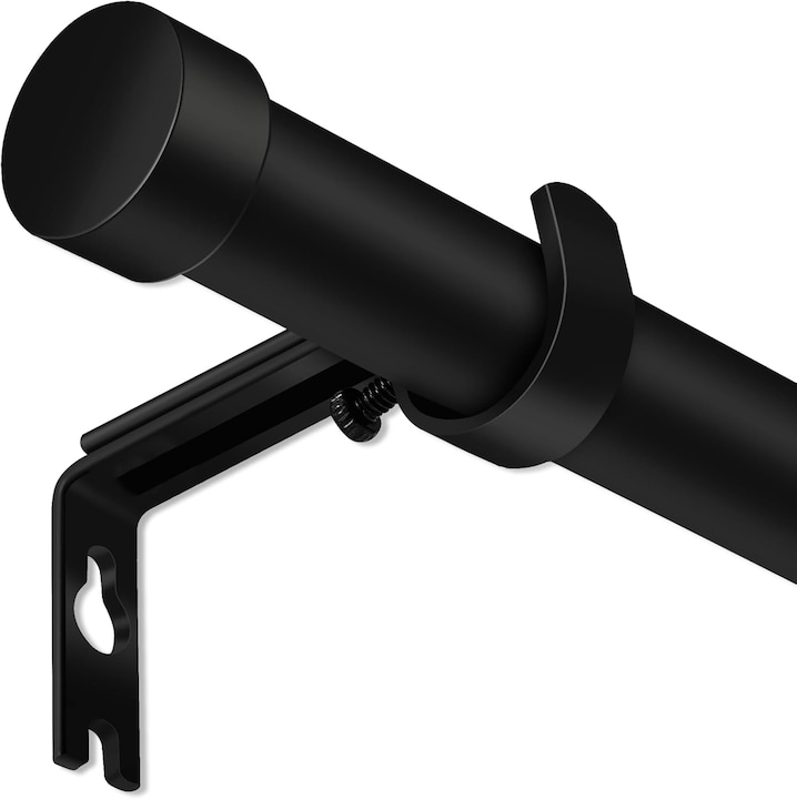 Bara de perdea din otel inoxidabil, neagră, 76-223 cm, set cu accesorii