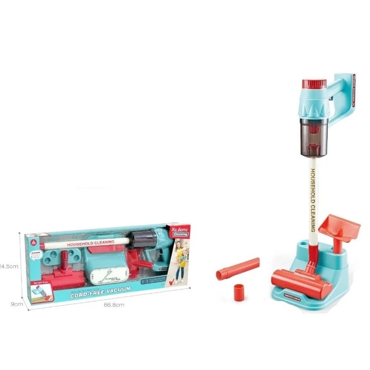 Aspirator de jucărie Toy, set de curățenie cu accesorii, vertical, multicolor, 69, 5cm