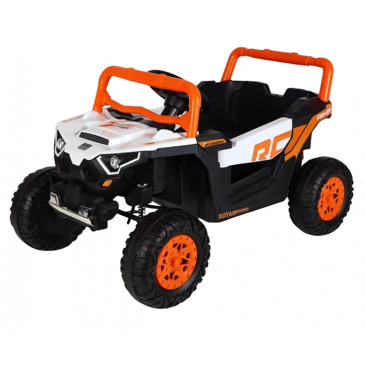 Masinuta electrica pentru copii Can Am Xotar Orange cu licenta, telecomanda 2.4G, acumulator 12V4.5Ah, scaun piele, deschidere usi, slow start, lumini LED, panou multimedia cu usb