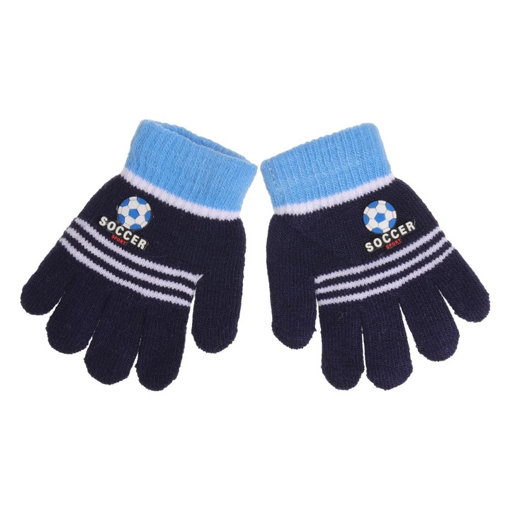 Manusi Albastre Ciel cu Model Minge de Fotbal 3D pentru Copii 2-5 Ani - 1 pereche