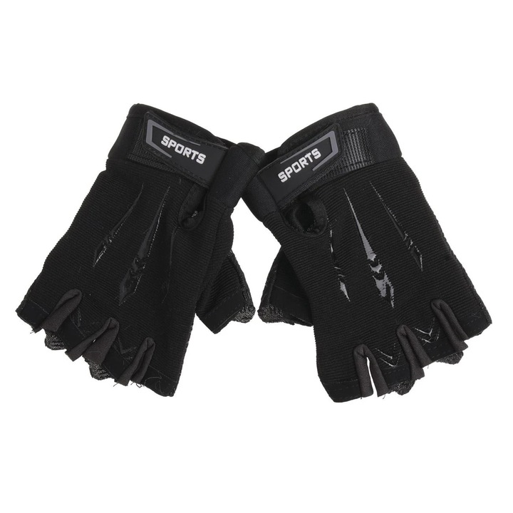 Manusi de Iarna Negre Gri cu Scai "Sports" Degete Taiate pentru Adolescenti 9-14 Ani - 1 pereche