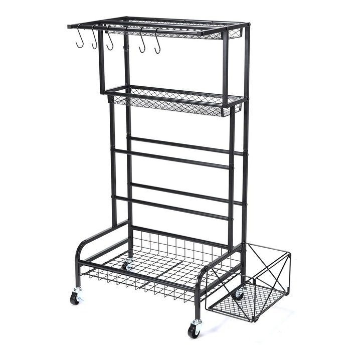 Tárolópolc, 4 szintes, szénacél, fekete, 59x40x113cm