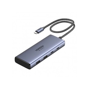 Hub USB-C la 3xUSB-C, 2x USB, 2x HDMI, 4K@60Hz, 10Gpbs, PD100W - (45379) - Gray