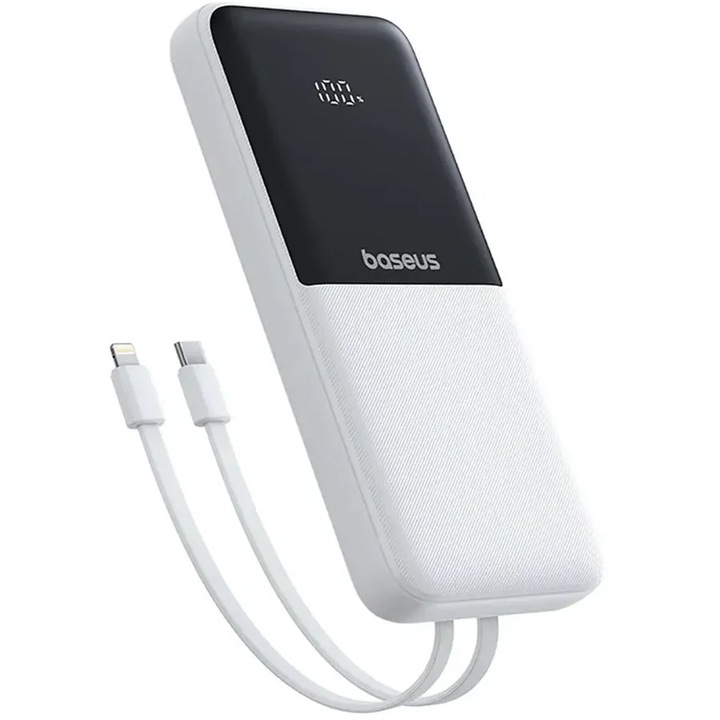 Baterie externa Lipow, 10000 mAh, 22.5W, 3A, 1xUSB-C, 1xUSB-A, 1xCablu USB-C, 1x Cablu Lightning