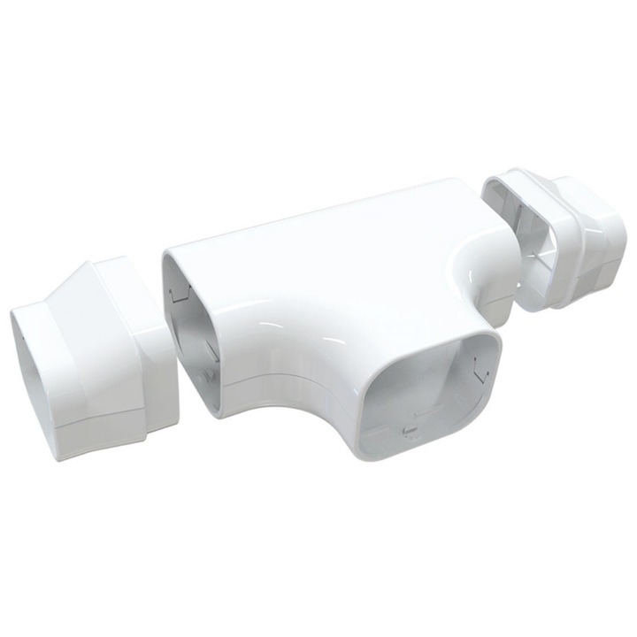 Teu takarócsatorna EXCELLENS DT 72-EXC NEW LINE, merev PVC tartozék hűtő-, elektromos és légkondicionáló rendszerek 72 mm profilú takarócsatornájához, lehetővé teszi a T-alakú elágazást, biztosítva a biztonságos, tömített és tartós szerelést