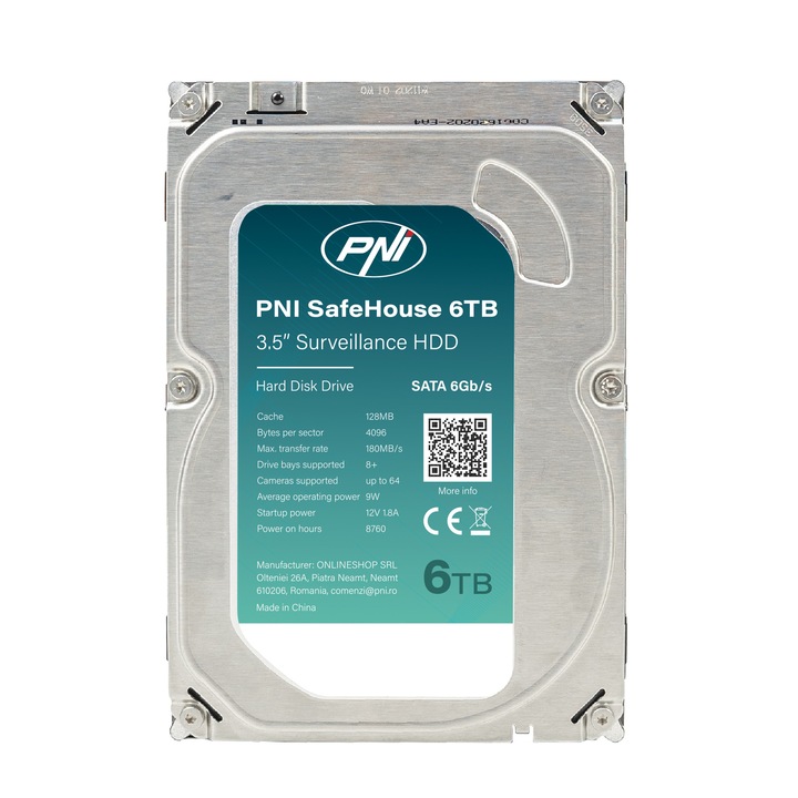 Merevlemez intern PNI SafeHouse 6TB 3.5" HDD, CCTV, 128MB, SATA III, 7200 RPM megfigyelőrendszerekhez