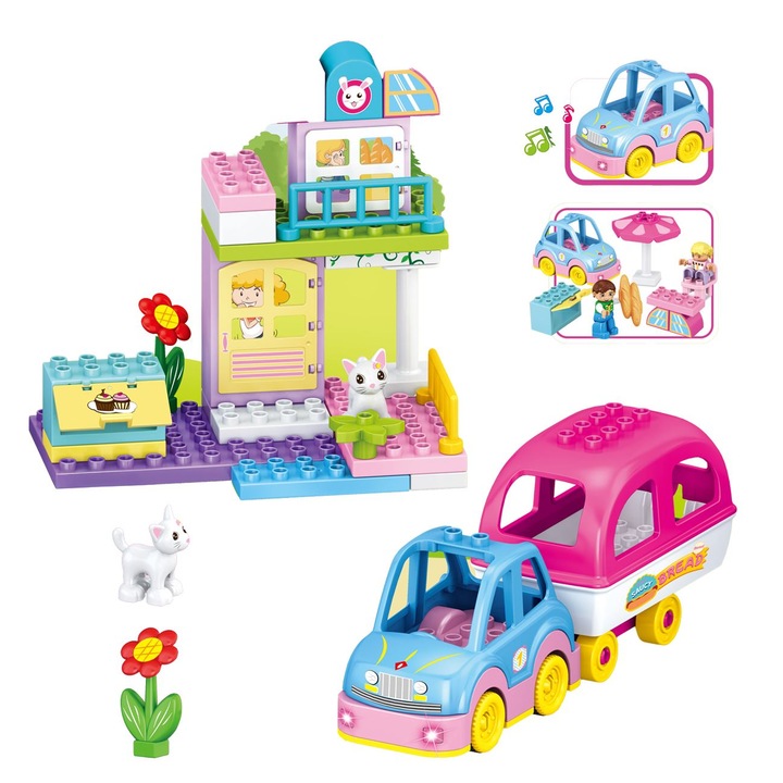 Set cuburi de constructie „Inghetata & Dulciuri” – 51 piese, joc creativ pentru copii