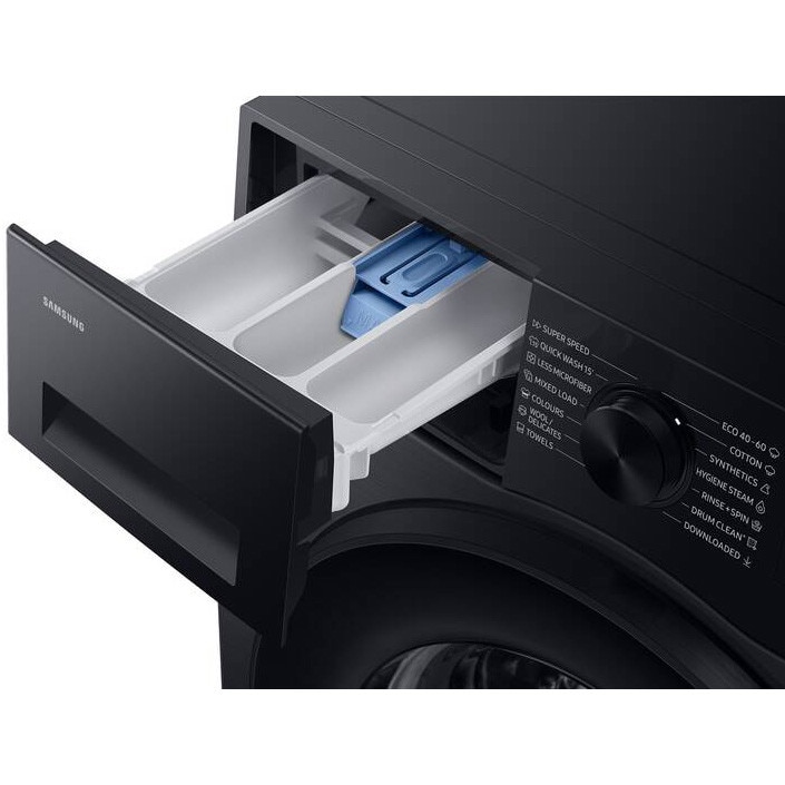 Masina de spalat rufe slim Samsung WW80FG5L32ABLE, 8 kg, 1200 rpm, Clasa A, Motor Digital inverter, AI Eco Bubble, WiFi SmartThings, AI Energy, Black