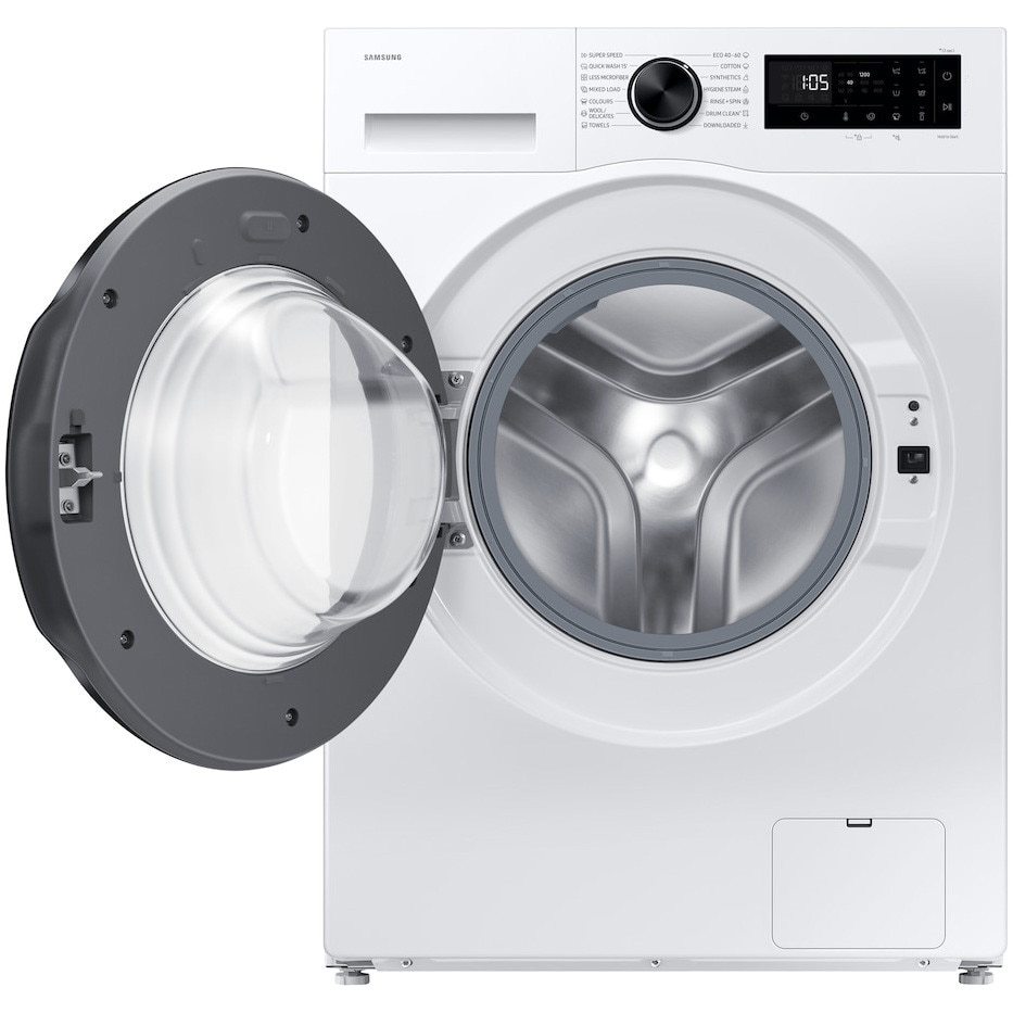 Masina de spalat rufe slim Samsung WW80FG5L32AELE 8 kg, 1200 rpm, Clasa A, Motor Digital inverter, AI Eco Bubble, WiFi SmartThings, AI Energy, Alba