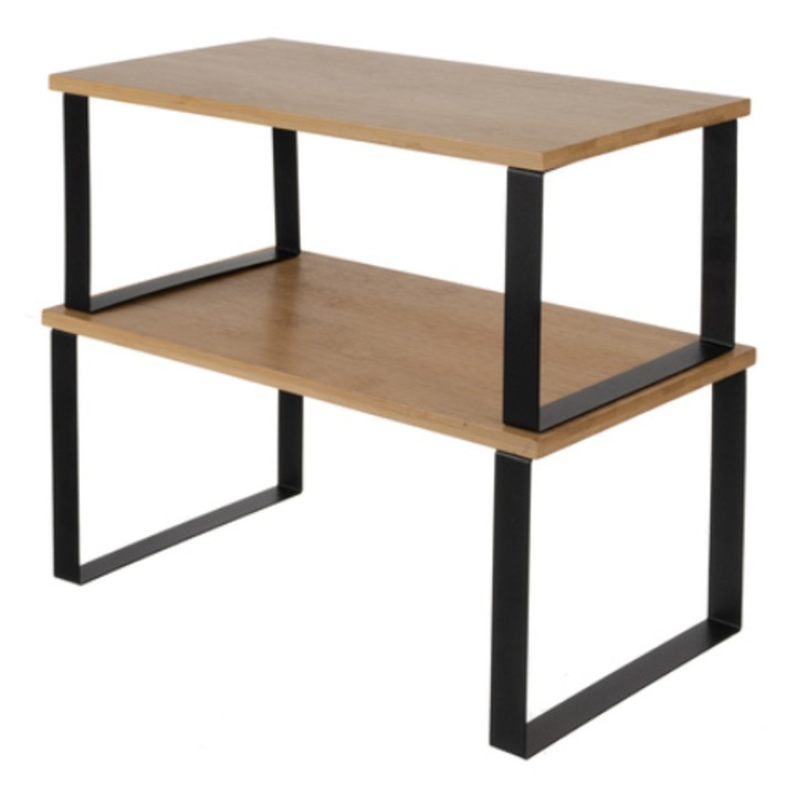 Raft de bucătărie din bambus, AB HOMES, set 2 piese, design modern, culori naturale, dimensiuni 33, 5x19, 5x16, 5cm