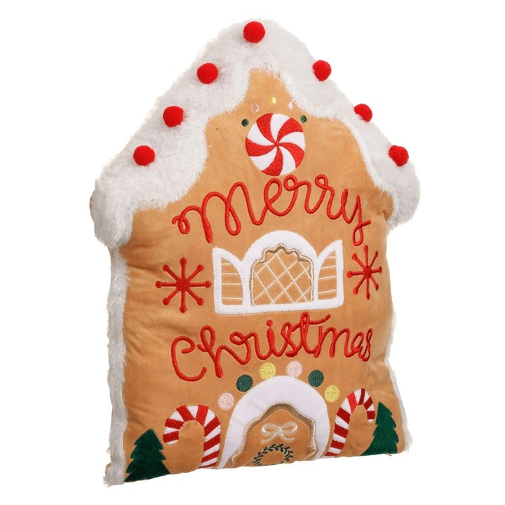 Perna decorativă Casa de Turta Dulce bej, 32x41cm, imitatie blana alba