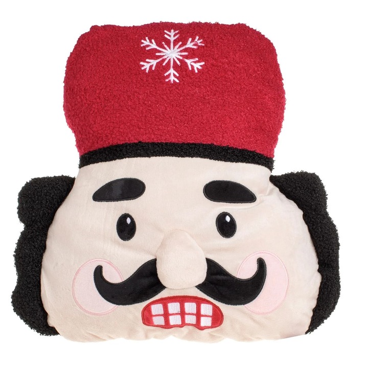 Perna decorativă Crăciun soldat 43x45cm, model față-verso, culoare roșie