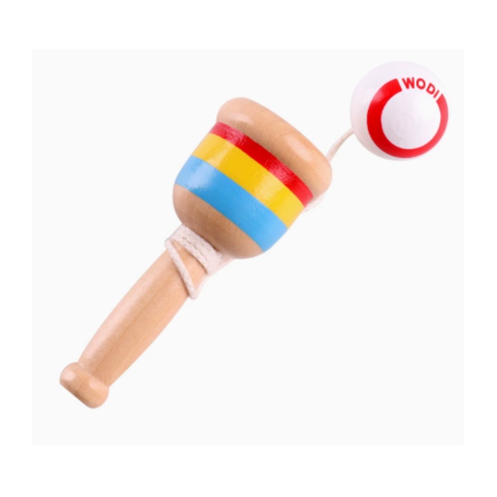 Kendama lemn natural, design modern, multicolor