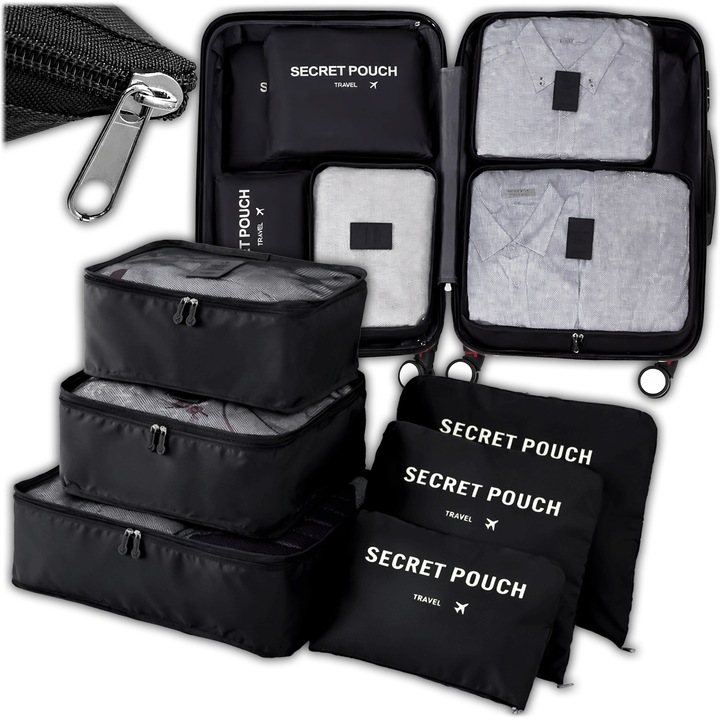 Set 6 Organizatoare pentru Valiza, Krumad, Plasa Mesh, Usor, Dimensiuni Variate