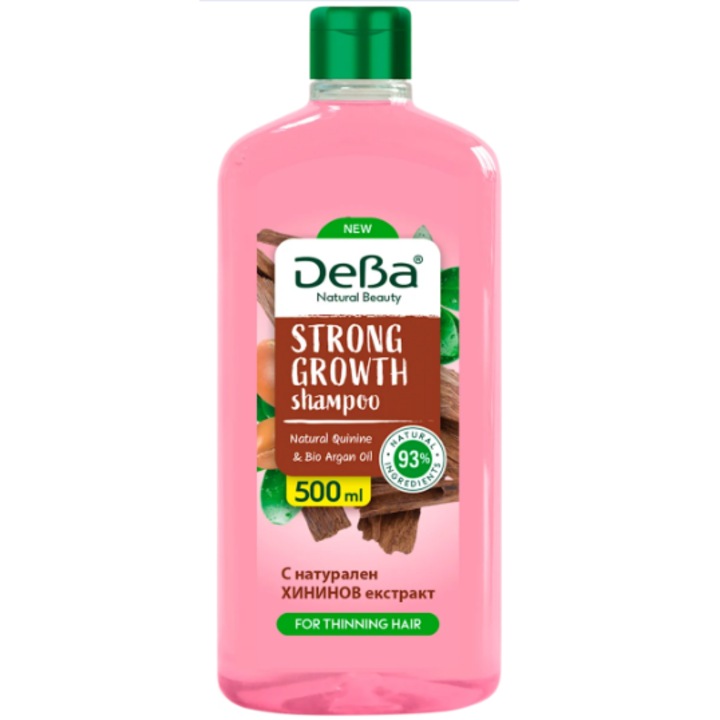 Sampon DEVA cu extract de chinina, 500ml, pentru par subtire, 93% ingrediente naturale, ulei de argan