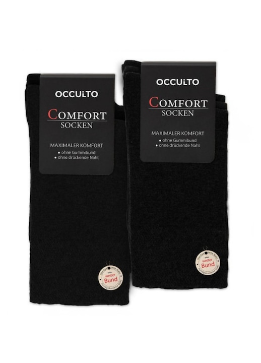 Set 10 Perechi Sosete Negre pentru Diabetici, Fara Cusaturi, Marimea 43-46