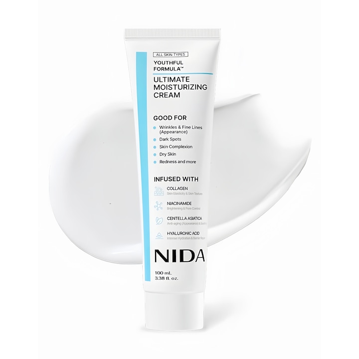 Crema Hidratanta NIDA cu Colagen si Niacinamida, Anti-rid si Calmare, 100 ml