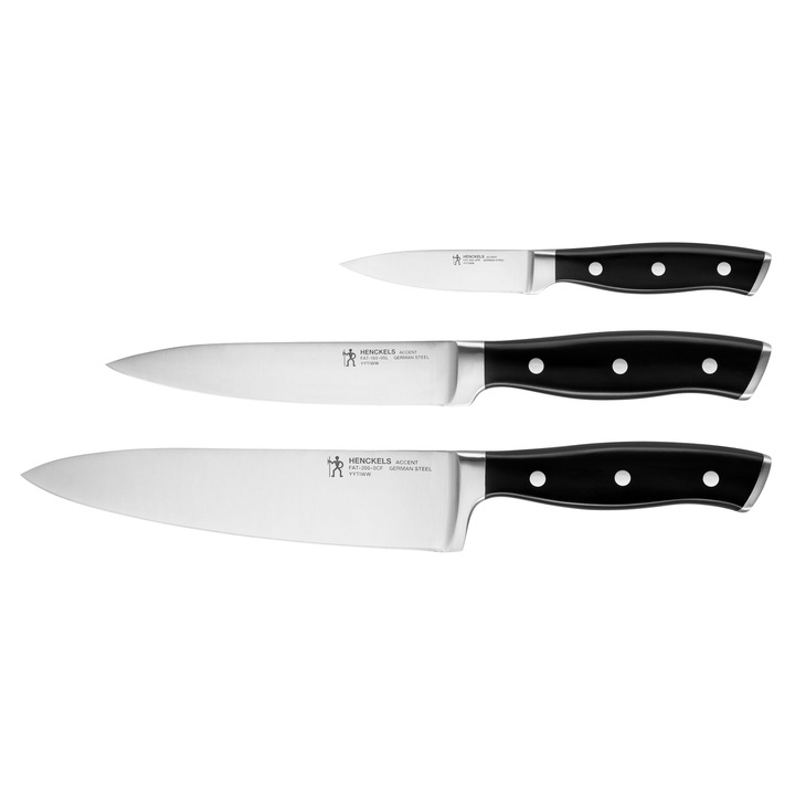 Set cutite HENCKELS Accent 3 piese, negru, inox, 15, 71x6, 65x1, 14 cm