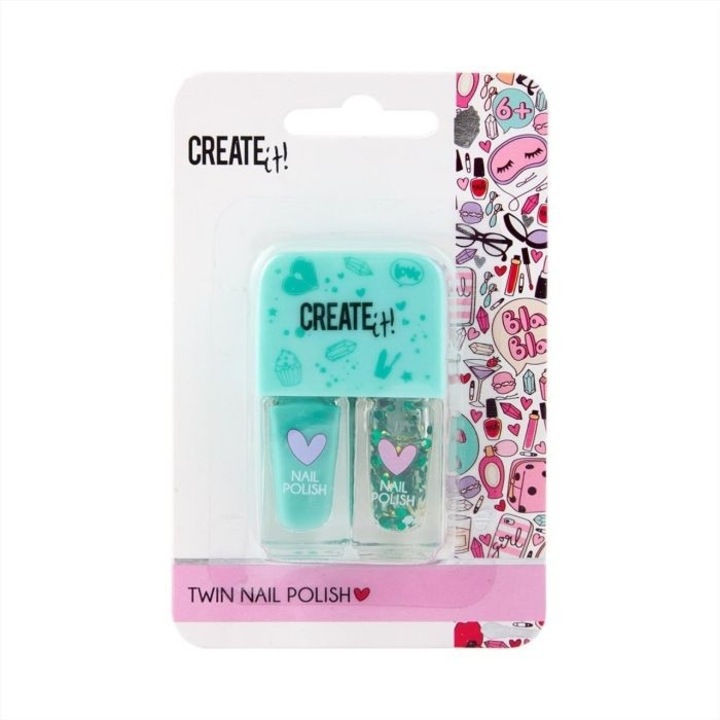 Lac de Unghii, Create It!, 2 buc x 3 ml, Verde + Sclipici