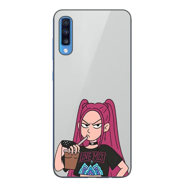 Husa compatibila cu Samsung Galaxy A70 Silicon Gel Tpu Model KPop Demon Hunters Serious Mira Transparent
