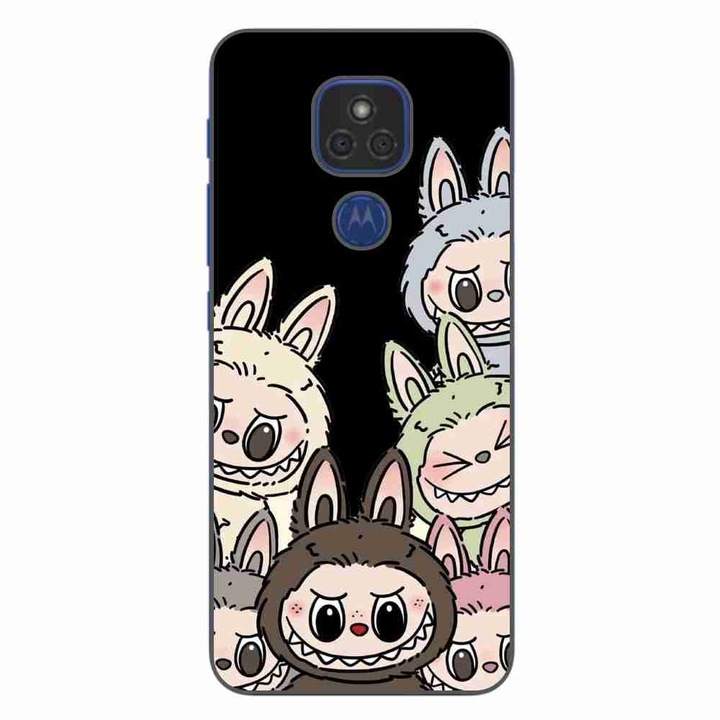 Husa compatibila cu Motorola Moto E7 Plus Silicon Gel Tpu Model Labubu Pattern Black