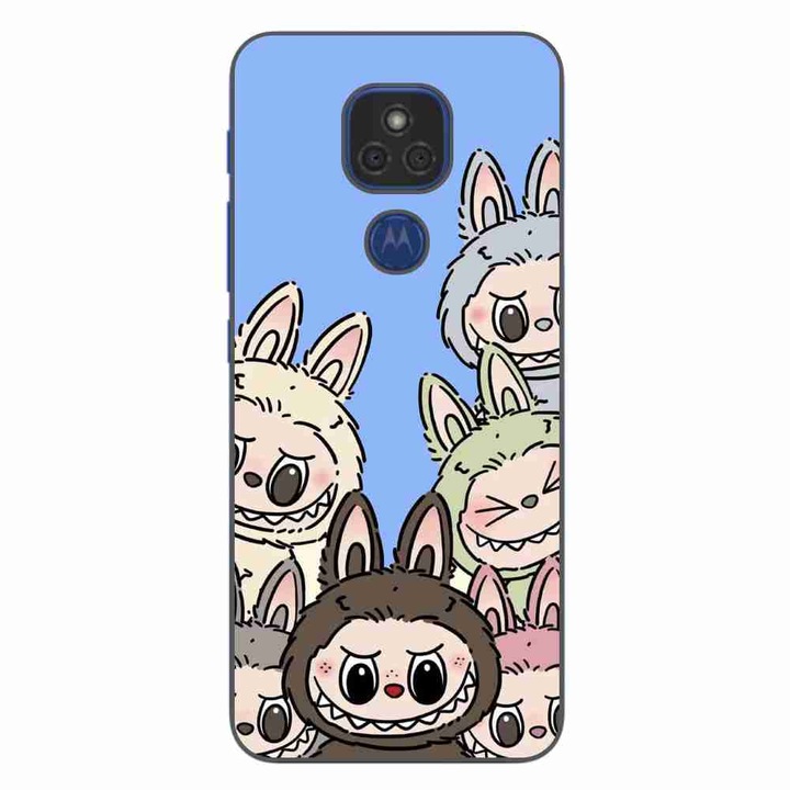 Husa compatibila cu Motorola Moto E7 Plus Silicon Gel Tpu Model Labubu Pattern Blue