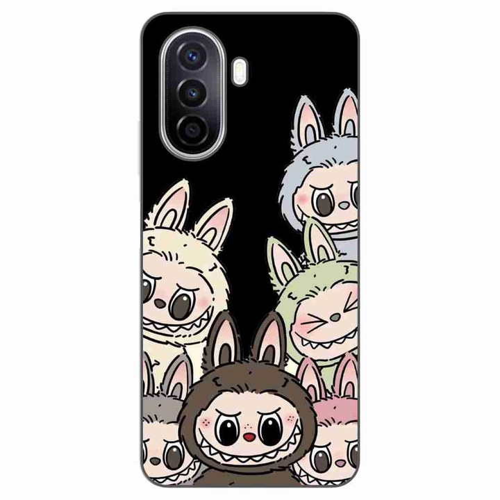 Husa compatibila cu Huawei Nova Y70 Silicon Gel Tpu Model Labubu Pattern Black