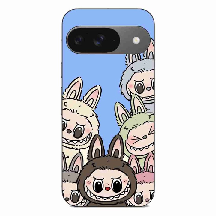 Husa compatibila cu Google Pixel 9 Silicon Gel Tpu Model Labubu Pattern Blue