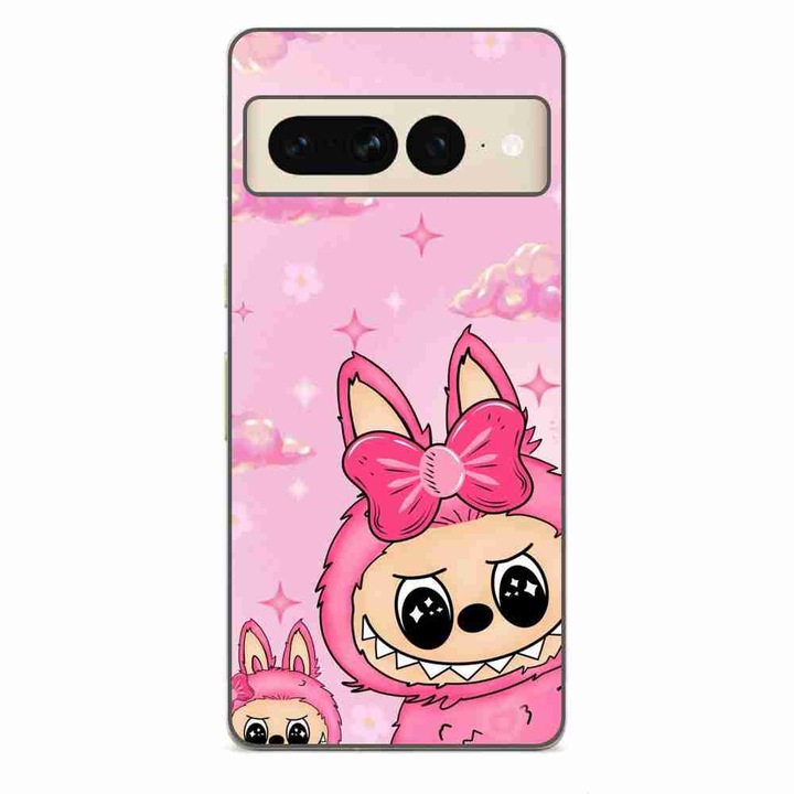 Husa compatibila cu Google Pixel 7 Pro Silicon Gel Tpu Model Labubu Pink Fantasy