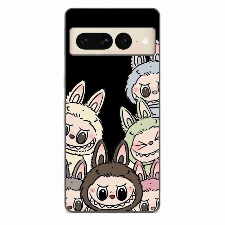 Husa compatibila cu Google Pixel 7 Pro Silicon Gel Tpu Model Labubu Pattern Black