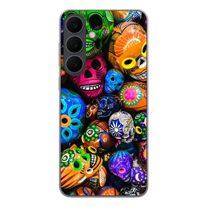 Husa compatibila cu Samsung Galaxy S25 FE Silicon Gel Tpu Model Halloween Cranii Colorate