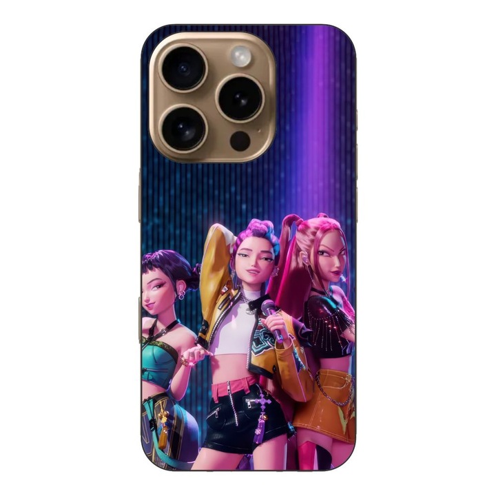 Husa compatibila cu Apple iPhone 16 Pro Silicon Gel Tpu Model KPop Demon Hunters Rumi Mira Zoey on Scene