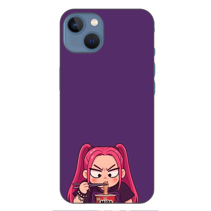 Husa compatibila cu Apple iPhone 13 Silicon Gel Tpu Model KPop Demon Hunters Mira Draw Eating Ramen