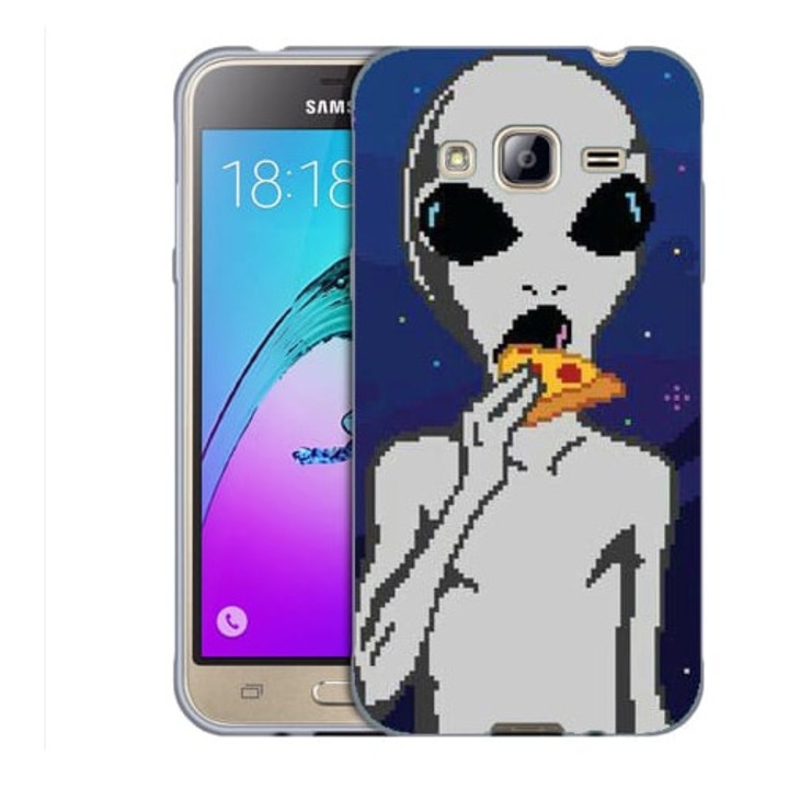 Husa Samsung Galaxy J7 J700 Silicon Gel Tpu Model Alien Pizza